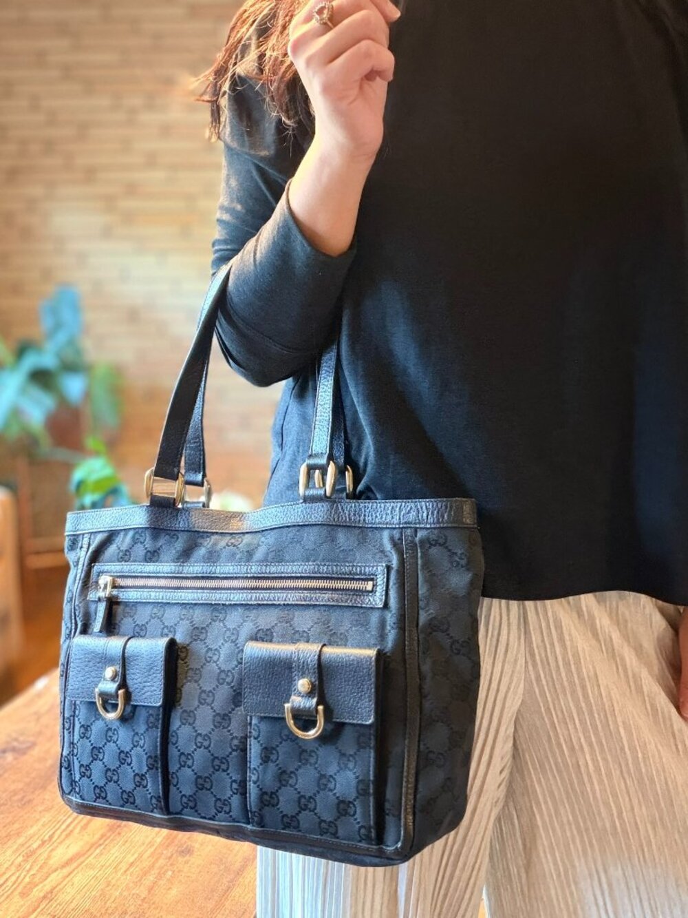 Authentic Gucci Black Monogram Abby Tote - Picture 3 of 9